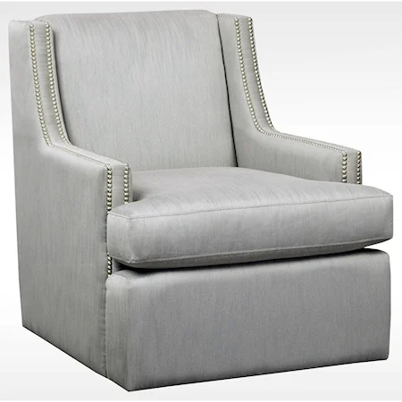 Transitional Swivel Chair with Nailhead Trim